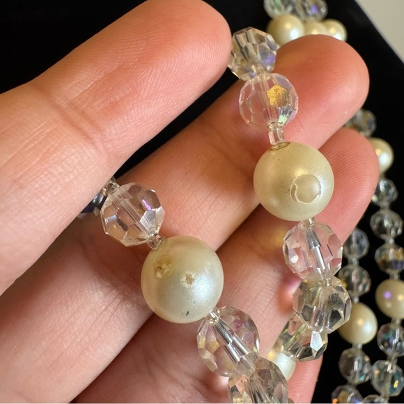 1950s Signed Coro Aurora Borealis Crystal Triple-Strand Necklace - Picture 7 of 15